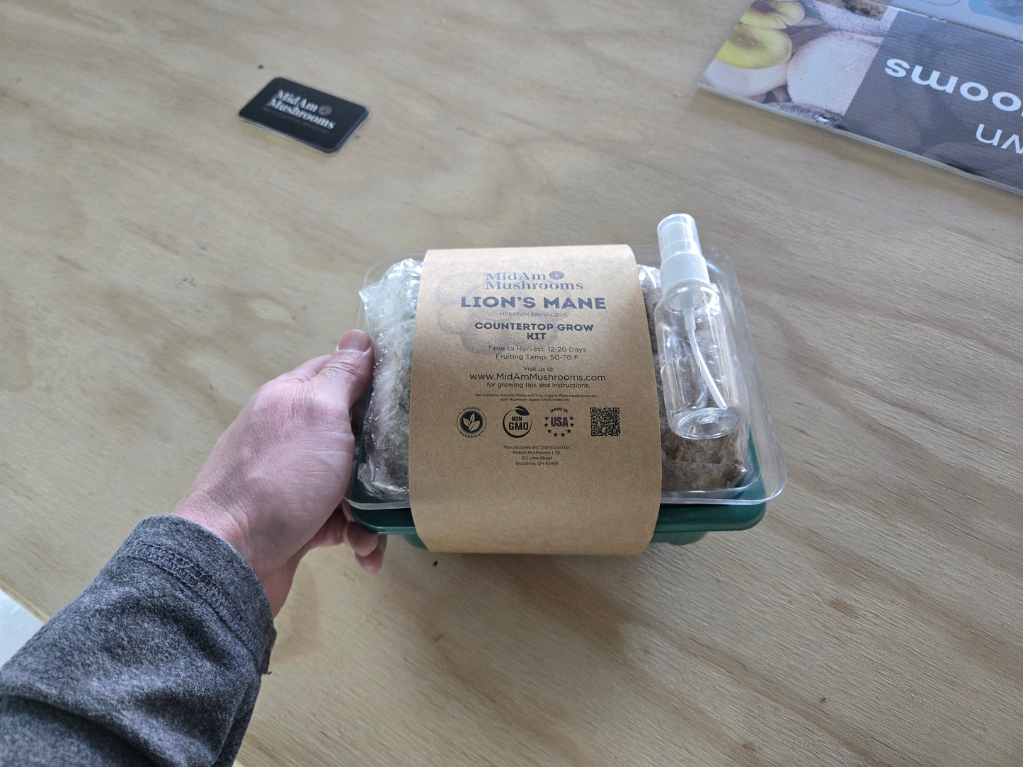 Lion's Mane Countertop Mushroom Grow Kit | Spray & Grow Kit with Mini Greenhouse | Non-GMO, Beginner Friendly & Easy to Use | Grow Your Mushrooms at Home | Made in The USA