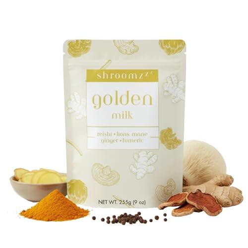 Shroomzzz Golden Milk Mushroom Tea – Reishi & Lion’s Mane, 15 Servings functional mushroom beverage by MidAm Mushrooms