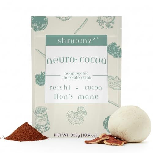 Shroomzzz NeuroCocoa Mushroom Cocoa Mix – Reishi & Lion’s Mane, 15 Servings functional mushroom beverage by MidAm Mushrooms